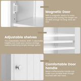 Iwell 67" Tall Bathroom Cabinet, Storage Cabinet with 2 Doors & 1 Drawer, Bathroom Storage Cabinets with Adjustable Shelves, for Living Room, Entryway, Home Office, White