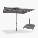 PURPLE LEAF Outdoor Sun Umbrella 10' x 10' with Base Semi Auto Lift, Gray
