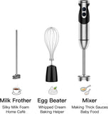 Megawise High-Power Hand Blender – 400W Max Power with Versatile 3-in-1 Attachments (Blending Shaft, Whisk, Chopper); Ergonomic Design with Adjustable Speed Control; Easy to Clean and Maintain (Black)