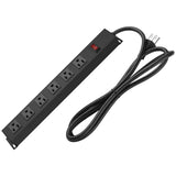 HHSOET 6 Outlet Heavy Duty Power Strip, 14AWG Extension Cord Black, 15FT, 3