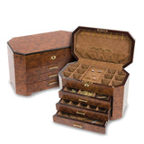Diamond2Deal Burlwood & Ebony 3 Drawers Jewelry Box