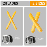 2Pcs French Fry Cutter, ZSCOOKLY Heavy Duty Potato Cutter Stainless Steel with 1/2-Inch and 1/4-Inch Blade Great for Potatoes Carrots Cucumbers.