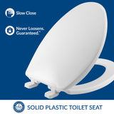 Mayfair Caswell Modern Slow Close Toilet Seat, Durable Plastic, Elongated, White