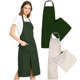 MIKI WELL 2 Piece Pottery Apron Long Split Leg Ceramic Apron for Women Men Artist Full Coverage (Light Khaki, Dark Green)