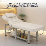 Artist hand Heavy Duty Professional Stationary Massage Table, Wide Spa Facial Bed with Backrest, Metal Frame PU Leather Massage Bed for Physical Therapy Treatment Tattoo Salon (Gray)
