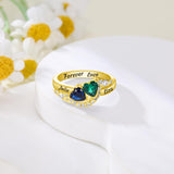 Oseew 14k gold Mother Rings for women Personalized mothers rings Engraving 2 names 10K Gold mother's ring custom 2 names (Yellow Gold)