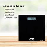 A&D Medical Digital Body Weight Scale - UC-352BLE - Bluetooth Bathroom Weight Machine, Syncs with A&D Heart Track App - 450lb (200kg) - Batteries Included, Black