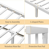 HAY.com Twin Size Bed Frame with LED Light & Charging Station, Metal Platform Bed with Storage Headboard & Under-Bed Storage, Heavy Duty Slats Support, No Box Spring Needed, Noise-Free, White