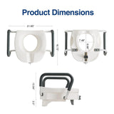 Raised Toilet Seat with Removable Padded Arms Adjustable Width 5" Toilet Seat Riser Supports 300lbs for Seniors, Pregnant, Handicap(N1FYT13-AZ)