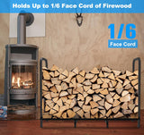 Tikimilor 4ft Firewood Rack Holder, Adjustable Heavy Duty Fire Log Stacker Stand for Fireplace, Outdoor Indoor Metal Wood Pile Storage Organizer, Patio Logs Stand tool, Black