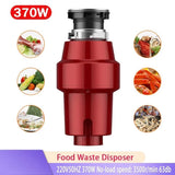 ZKK Kitchen Food Waste Disposers 370W Garbage Processor Disposal Crusher Stainless Dteel Grinder Household Kitchen Food Waste Wet Waste Disposal red