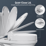BIGCOW Raised Toilet Seat with Bidet - Round, Soft Close, 3" Height - Dual Nozzle (Frontal & Rear Wash) with Adjustable Cold Water Pressure and Stainless Steel Inlet (Round)