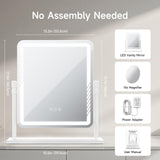 Kcavvi Vanity Mirror with Lights, Height-Adjustable & 360° Rotation, 1/10X Magnification, Three Color Lighting Modes, Makeup Mirror Smart Touch Control, Large Vanity Desk Mirror (17.5in,White)