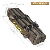 Lixada Fishing Rod Case Potable Canvas Fishing Pole Tools Reel Storage Bag Durable Fishing Gear Tackle Carry Cases 3 Layer, 90cm
