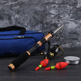 TEDILUVI Carbon Telescopic Fishing Rod Spinning Reel Combo Set with Line Lures Kit Bag for Kids Men Women