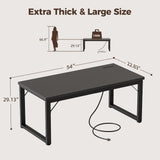 54 Inch Computer Desk with Power Outlets, 1.2" Thick Heavy Duty Industrial Office Desk