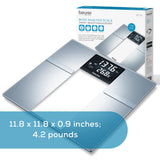 Beurer BF720 Smart Scale for Body Weight, Body Fat, Body Water & More – 400 lb Capacity, Bluetooth App, Calorie Data, User Recognition, XL LCD Display, Glass Digital Bathroom Scale – Grey