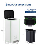 Garvee Space-Saving Office Trash Can, 4.8 Gallon Trash Can with Soft-Close Lid, Foot Pedal & Removable Inner Bucket, White