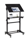 Mobile Stand Up Desk, Portable Podium and Presentation Lectern Height-Adjustable Multi-Purpose Standing Workstation,Black. Mount-It!