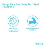 Intex Deep Sea Blue 8 Feet x 18 Inch SnapSet Instant Round Plastic Above Ground Swimming Kiddie Pool for Ages 3 Years and Up, Blue