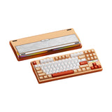 ZMX NUT87 Aluminum Custom Mechanical Keyboard,Hot-Swap Gasket Structure,Triple Mode 2.4G/Bt5.0/Wired,TKL 80% RGB Backlit 10000mAh Mechanical Keyboard for Game&Office,Orange-Feathers