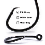 FishTrip Circle Hooks Saltwater for Catfish - 25pcs Offset 3X Strong Fishing Hook Wide Gap for Live Bait,Size 12/0 FishTrip