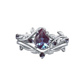 Alexandrite ring set women Vintage wedding ring set for women