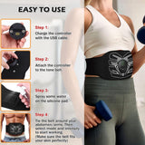HOERCAAL Abs Stimulator, Portable EMS Abdominal Muscle Toner for Home and Office Fitness, Strength Training - Black