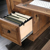 L Shaped Desk with Drawers, Office Desk with File Cabinet Storage, Cable Management, Keyboard Tray, in Vintage Oak Finish
