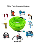 SYXQT Hybrid Air Hose 1/4-Inch,300 PSI Heavy Duty,Lightweight,Kink Resistant,All-Weather Flexibility with 1/4-Inch Aluminum Quick Coupler and Plug,Red (3/8''Hybrid Air Hose blue, 1/4''100FT)