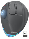 Wireless Trackball Mouse, Adjustable Angle Rechargeable, Backlit-Gray Mouse