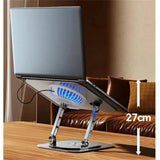 DTTLYQF Laptop Stand 360° Rotatable Aluminum Tablet Cooling with Folding Fan Radiator Lift