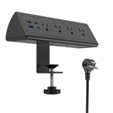Jgstkcity Desk Clamp Power Strip,20W Fast Charging Station,Surge Protector Nightstand Edge Mount,1875W Extension Cord with Multiple Outlets,2 USB-C,2 USB-A,for Home Office (Black, 6 FT)