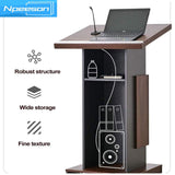 Portable Podium Stand Mobile Lectern with Locking Wheels and Adjustable Microphone Stand