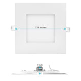 LUXRITE 16 Pack 6 Inch Ultra Thin Square Recessed Lighting - 5 Color Options, Dimmable LED Downlight, 12W, IC & Wet Rated, 1000 Lumens, Canless Recessed Light