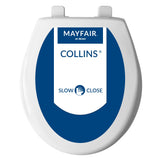 Mayfair Collins Slow Close Toilet Seat, Durable Plastic Seat with Extra Stability Bumpers and Secure Hinges, Made in USA, Round, White