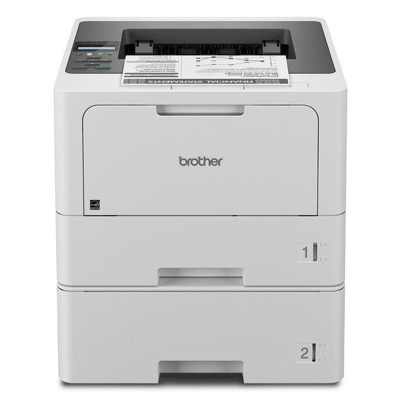 Brother HL-L5210DWT Business Monochrome Laser Printer with Dual Trays, Wireless and Gigabit Ethernet, White