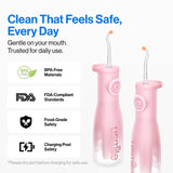 usmile C30 Cordless Water Flosser, 300ml Large Tank, 5 Pressure Levels Deep Clean, S-Shaped Nozzles for Braces & Sensitive Gums, USB-C Rechargeable, IPX7 Waterproof, Portable Travel & Home Use(Pink)
