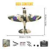 HAWK'S WORK 3 Channel RC Plane Spitfire Fighter, Remote Control Warbird Ready to Fly, 2.4GHz 6-axis Gyro Stabilizer, Easy to Fly for Kids & Beginners