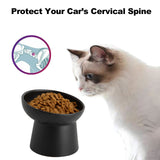 KITCHENLESTAR Elevated Cat Bowls, 15° Tilted Ceramic Raised Cat Food and Water Bowl Set, Whisker-Friendly Porcelain Pet Feeder Dishes for Indoor Cats and Small Dogs,Black,5.2 Inch,2 Pack