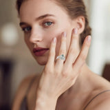 Oseew Natural Moss Agate Ring for Women 2CT Pear Cut 2 Pieces Engagement Ring Set 10K/14K/18K Solid Gold/Sterling Silver Wedding Vintage Leaf Bridal Promise Ring with Gift Box