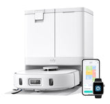 eufy X10 Pro Omni Robot Vacuum and Mop Combo, 8,000 Pa, Dual Mops with 12 mm Auto-Lift and Carpet Detection, AI Obstacle Avoidance, Auto Mop Washing&Drying, Self-Emptying, White