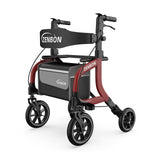 Rollator Walker for Seniors/Adults Foldable Rolling Walker with Seat 330 lbs Capacity 10 inch Wheels Hand Grips Adjustable Height Lightweight Durable Aluminum Walker Removable Back Support (Red)