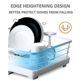 Dish Drying Rack Dish Drying Rack 2 Tier Dish Rack with Utensil Holder Side with Knife and Fork Rack and Chopping Board Rack Can Rotate The Drain Store Bowls/Dish/Glasses/Knife and Fork