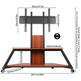 Velorantia Rolling Floor TV Cart Height Adjustable for 60 to 100 Inch TVs
