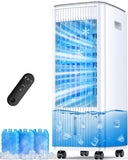 CENSTECH 25" Windowless Portable Air Conditioners w/Double Tanks for 16H Cooling, 3-IN-1 Evaporative Air Cooler, Remote&Smart Timer, 3 Speed&Mode, 120° Swing Swamp Cooler Air Conditioner for Bedroom