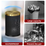 LEASYLIFE 9L/2.3GAL Small Trash Can with Swing Lid, Waste Paper Baskets for Bathrooms,Black and Gold Trash Can for Bathroom,Bedroom, Powder Room,Office,Laundry Room (9L-Black)