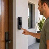 Zoomcritter Wireless Video Doorbell Camera, 2K 3MP HD Doorbell Camera with PIR Motion Detection, Two-Way Audio, Night Vision, Battery Powered, 2.4GHz WiFi, IP65 Weatherproof, Black