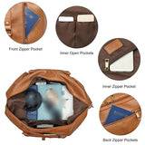 Leather Travel Duffle for Women Men Weekender Overnight Carry Weekend Duffel Bag with Shoe Pouch