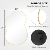 WallBeyond Gold Asymmetrical Mirror, Modern Irregular Wall Mirror with Aluminum Frame for Bedroom, Bathroom, Living Room, and Entryway 36" H x 24" W (Gold)